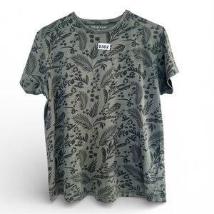 Primark short-sleeve crewneck t-shirt green tropical leaf print men M Junior